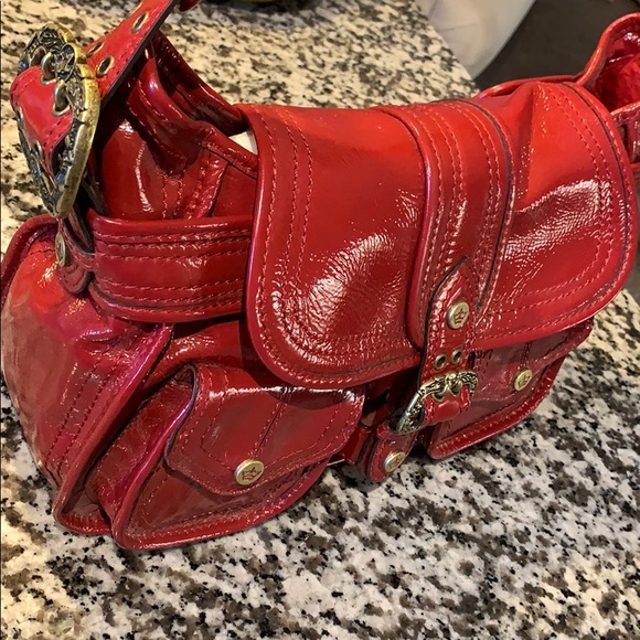 Red Patent Leather Satchel - Picture 3 of 5